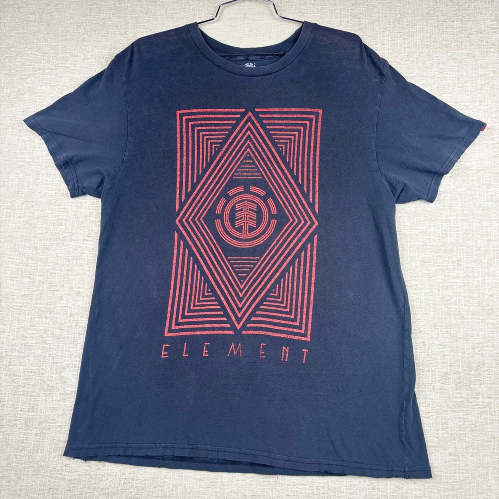 Element Mens Graphic T-Shirt Black Red Geometric Tree Logo Skate Tee Large